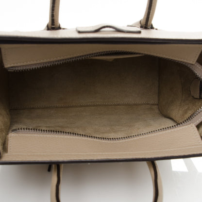 Celine Drummed Calfskin Nano Luggage Dune 6 of 8