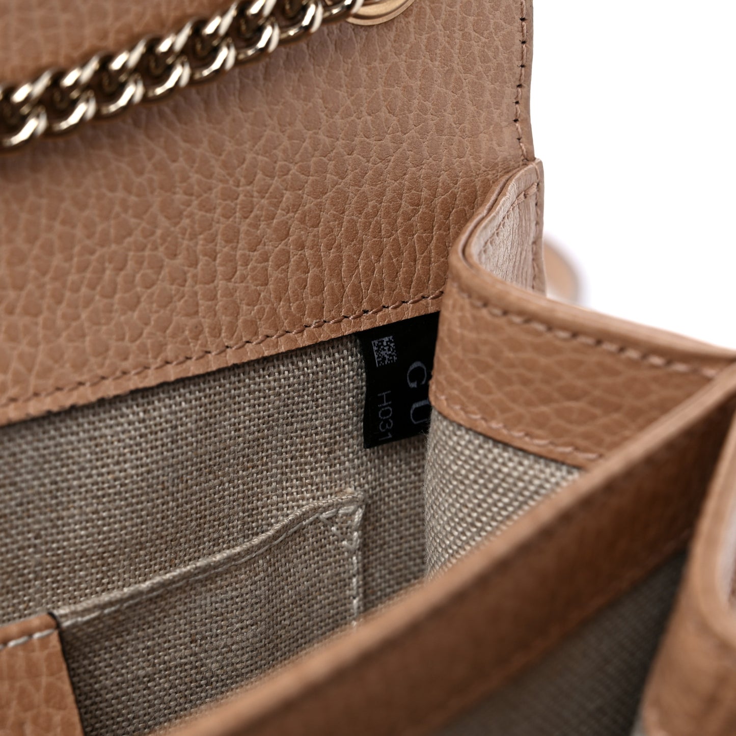 Dollar Calfskin Small Interlocking G Shoulder Bag Camelia