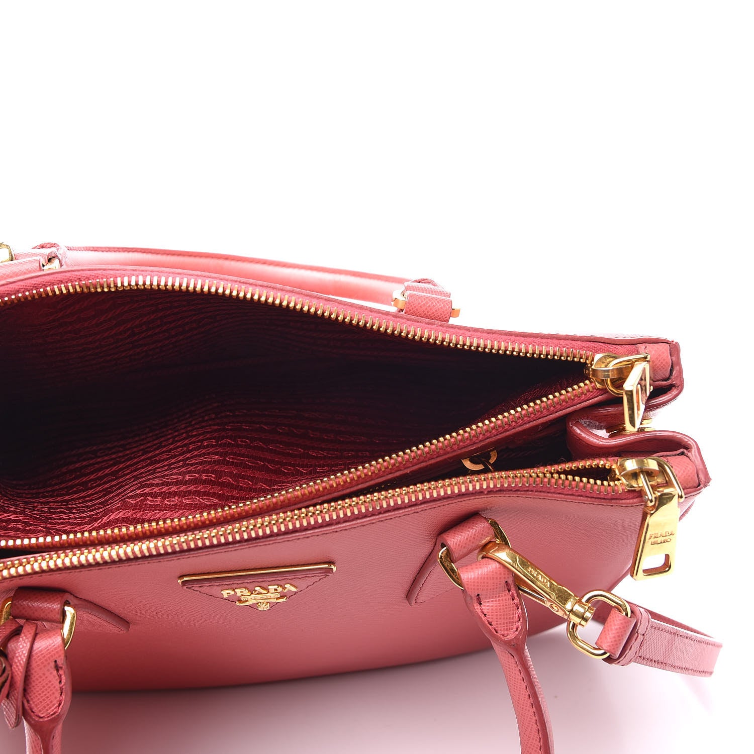Prada Saffiano Small Galleria Double Zip Tote Fuxia 9 of 14