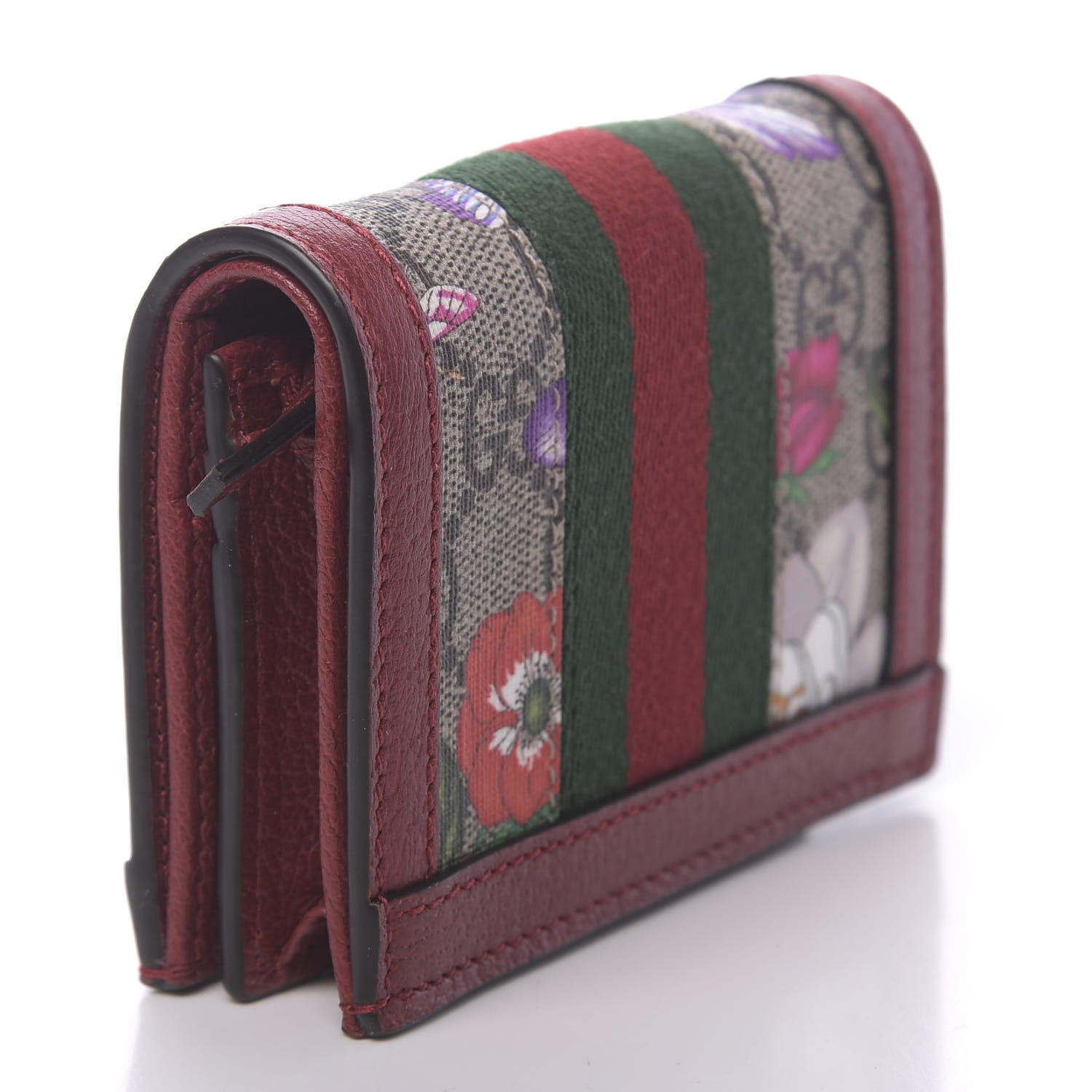 Gucci GG Supreme Monogram Flora Web Ophidia Card Case Red 3 of 7
