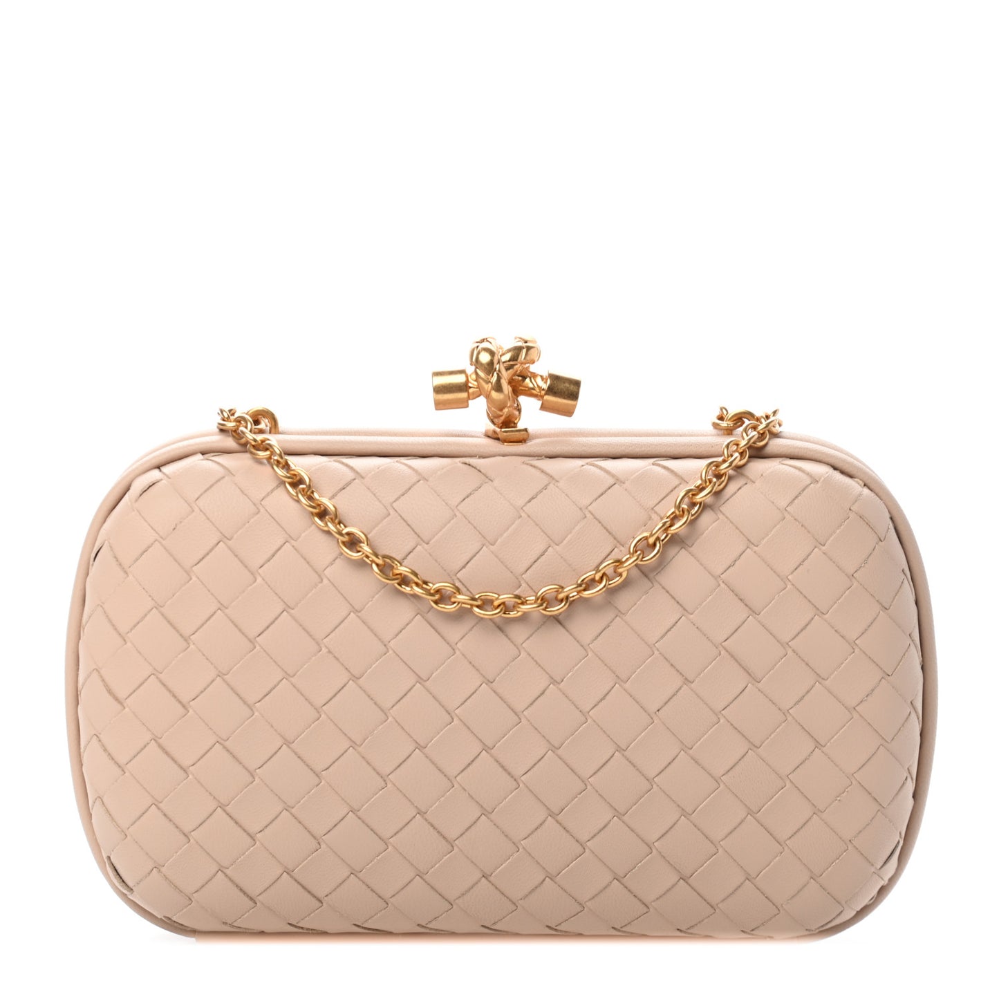 Nappa Intrecciato Chain Knot Clutch Mink