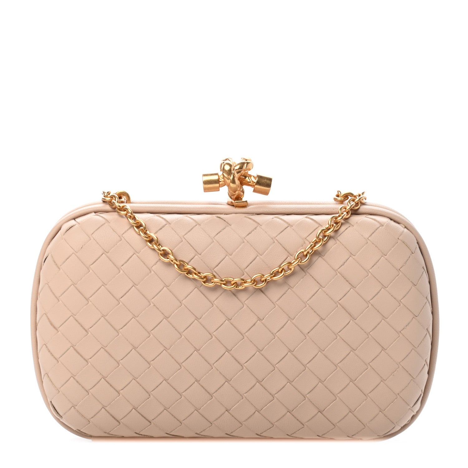 Bottega Veneta Nappa Intrecciato Chain Knot Clutch Mink 1 of 8