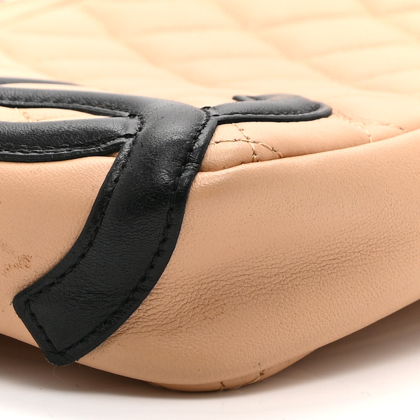 Calfskin Quilted Cambon Pochette Beige Black