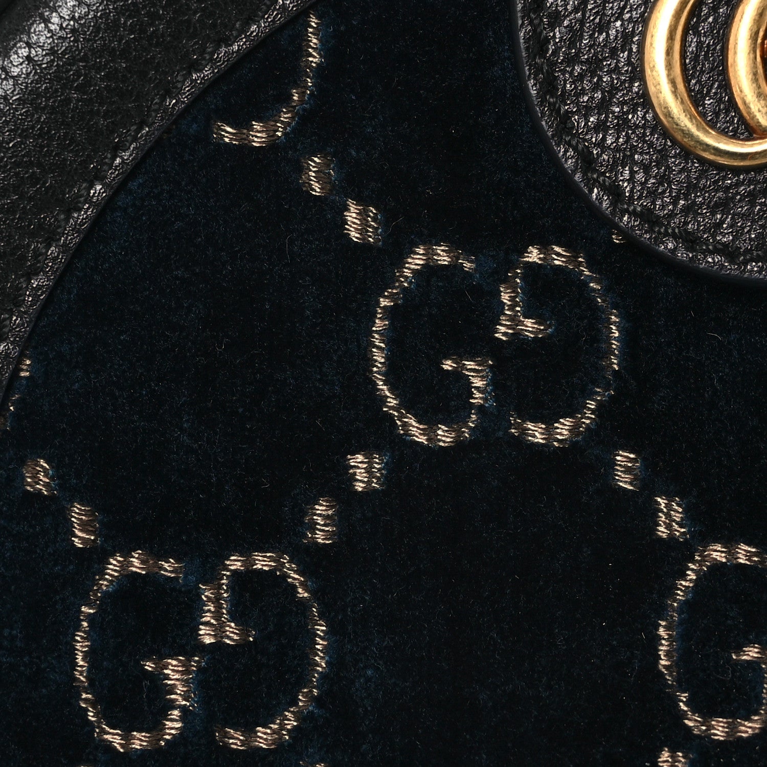 Gucci Velvet Calfskin GG Monogram Round Shoulder Bag Blue Beige 8 of 12