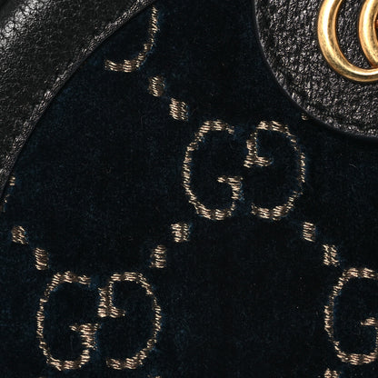 Gucci Velvet Calfskin GG Monogram Round Shoulder Bag Blue Beige 8 of 12