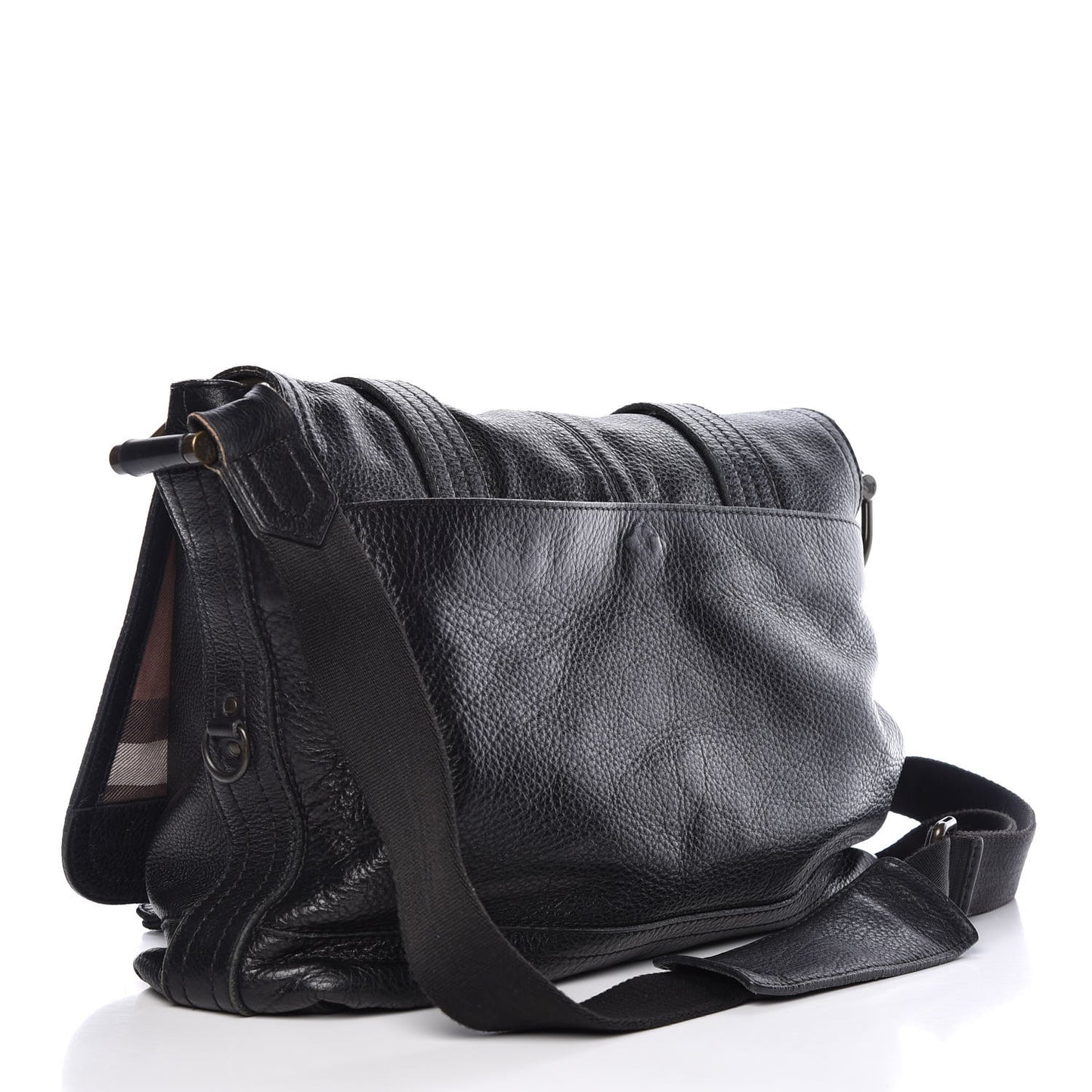 Grained Calfskin Messenger Black
