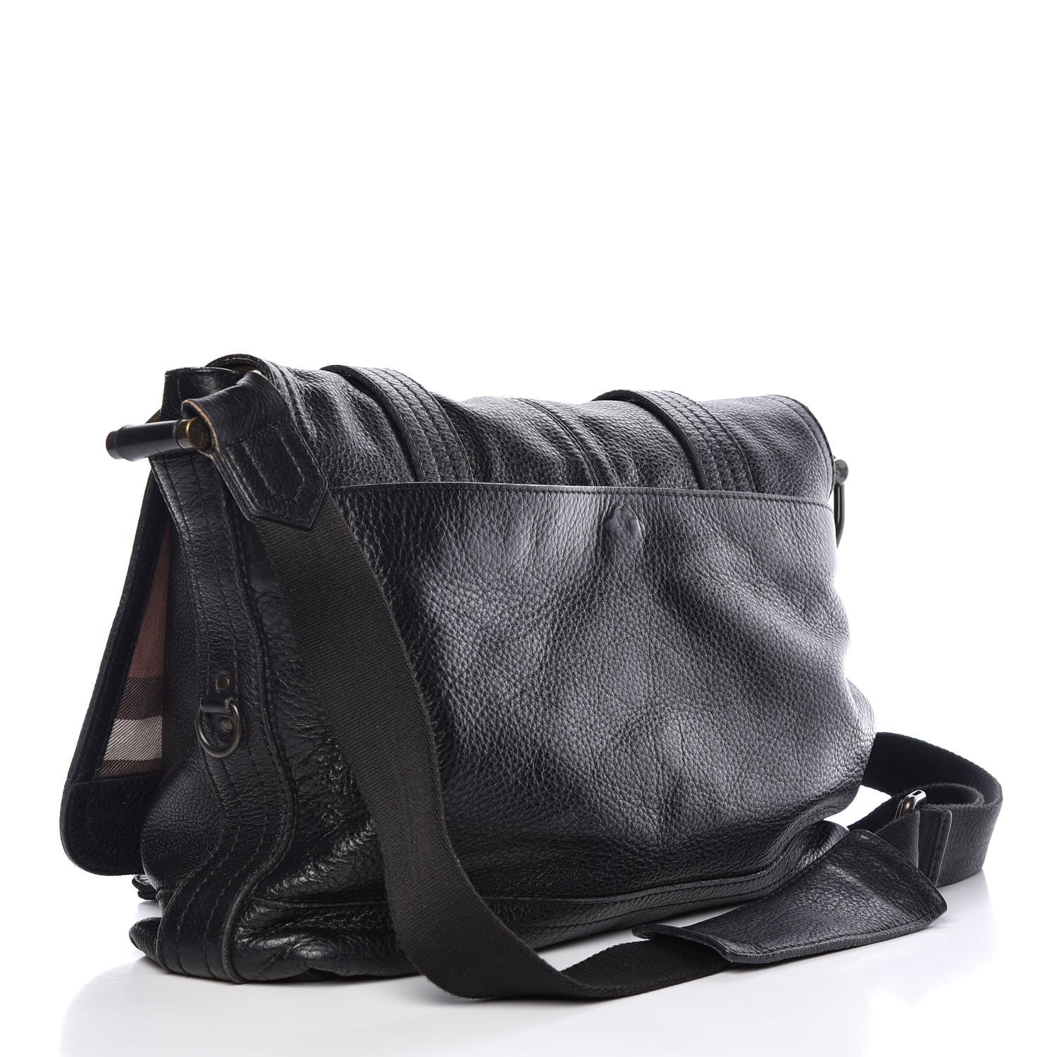 Burberry Grained Calfskin Messenger Black 3 of 16