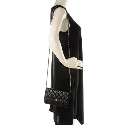 Chanel Lambskin Quilted Wallet On Chain WOC Black 2 of 8