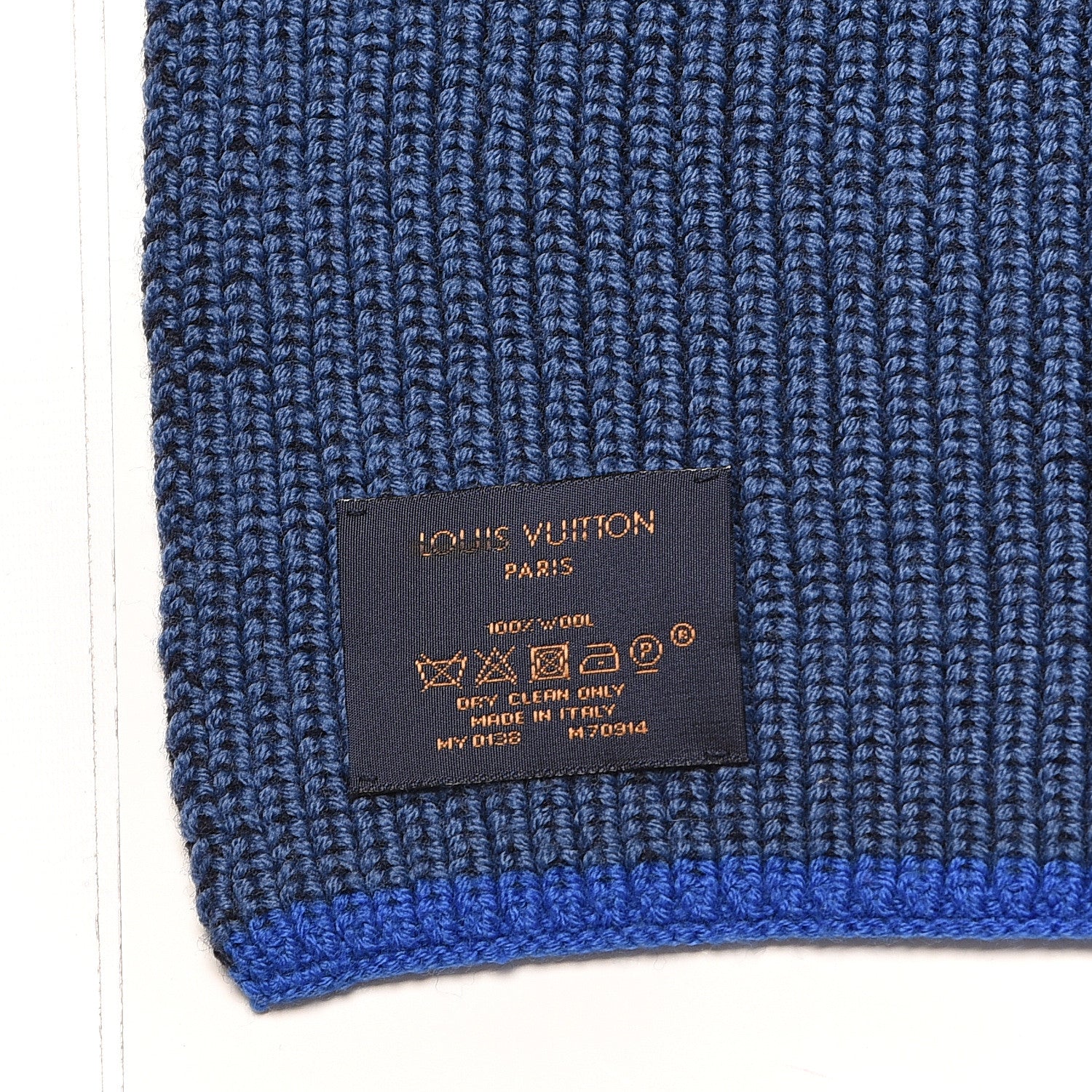 Louis Vuitton Wool Upside Down Scarf Blue 4 of 5