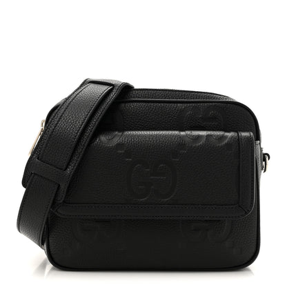 Gucci Piuma Calfskin Jumbo GG Embossed Small Messenger Bag Black 1 of 13
