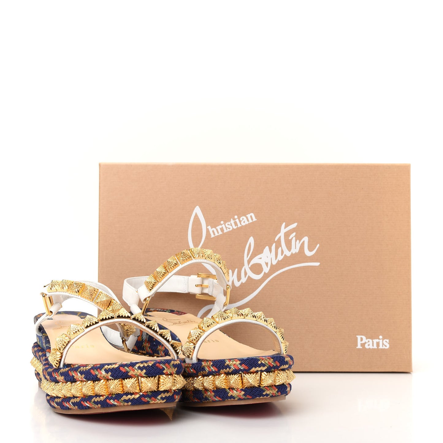 Nappa Soie Tattoo Pira Ryad 60 Platform Sandals 37 White Navy