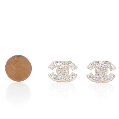 Chanel Crystal CC Clip On Earrings Silver 2 of 5