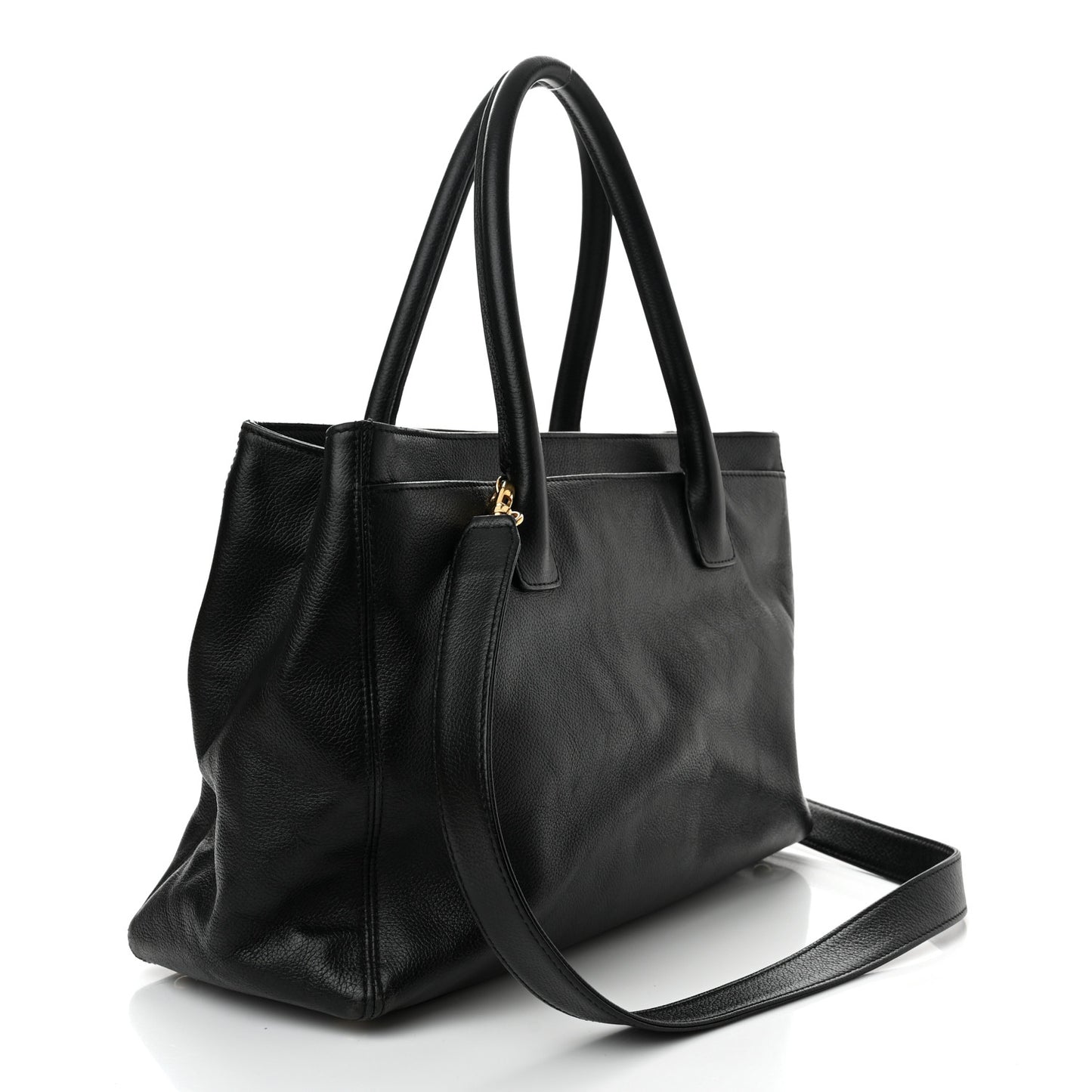 Calfskin Cerf Executive Shopper Tote Black