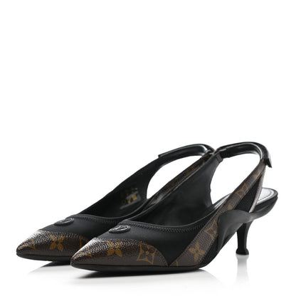 Louis Vuitton Monogram Call Back Sling Back Pumps 37.5 Black 3 of 8