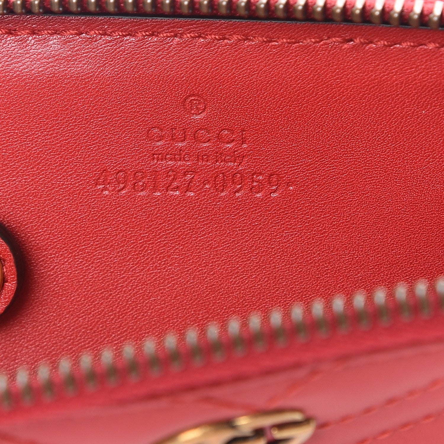 Gucci Calfskin Matelasse GG Marmont Zip Around Key Case Hibiscus Red 5 of 5