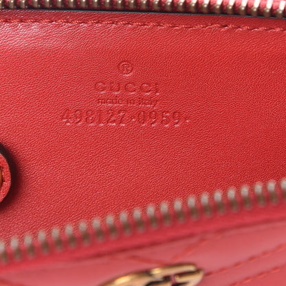 Gucci Calfskin Matelasse GG Marmont Zip Around Key Case Hibiscus Red 5 of 5
