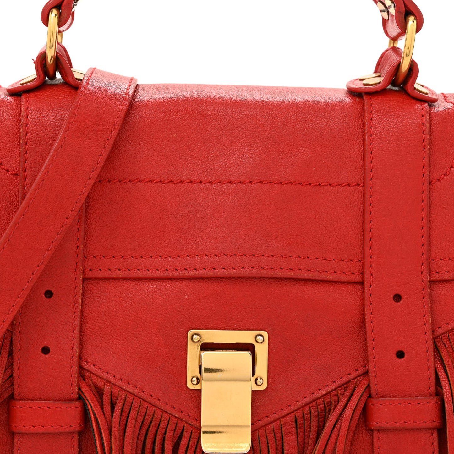 Lambskin Tiny Fringe Lux PS1 Satchel Red