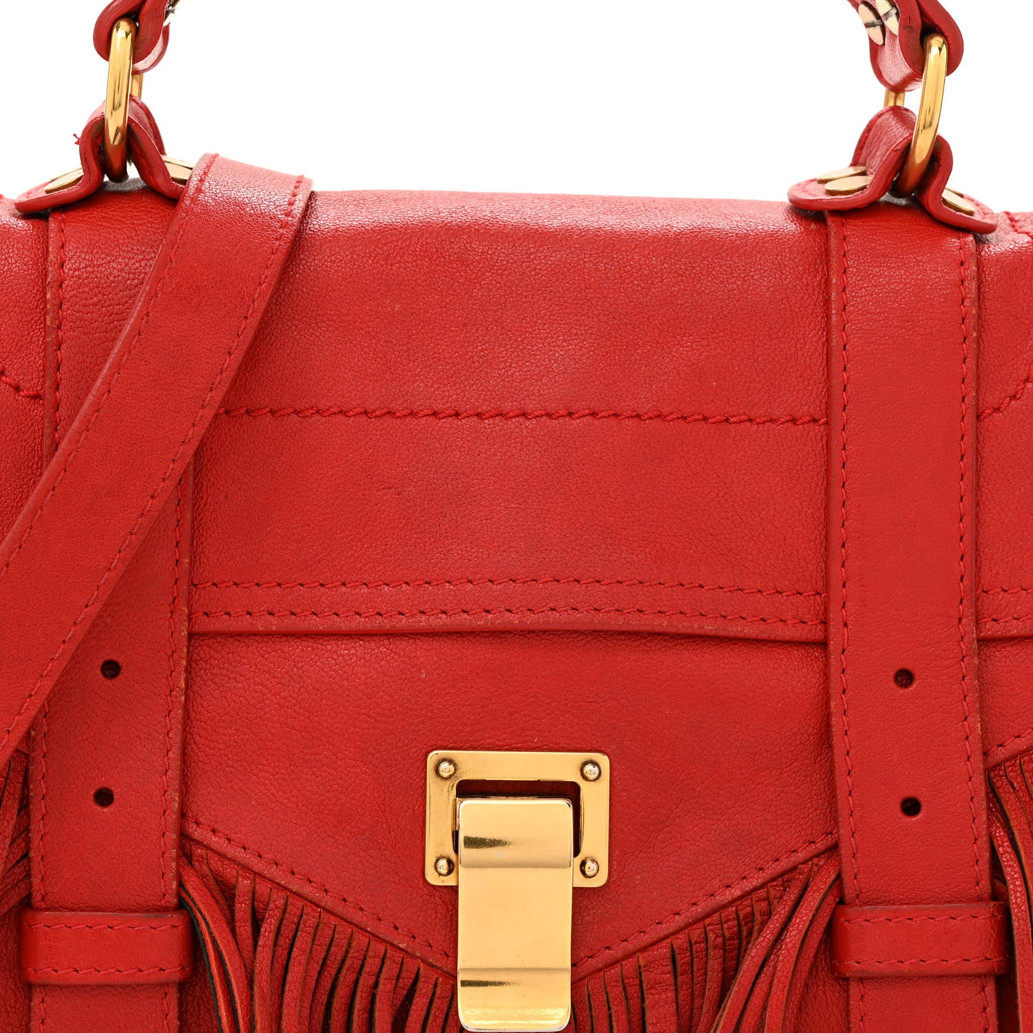 Proenza Schouler Lambskin Tiny Fringe Lux PS1 Satchel Red 8 of 23