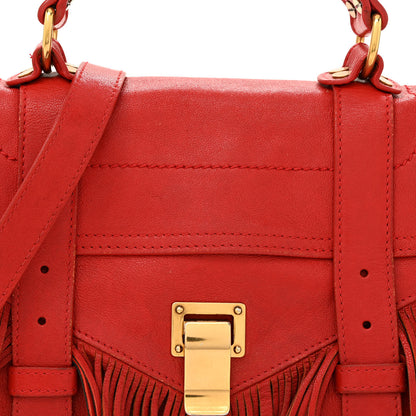 Proenza Schouler Lambskin Tiny Fringe Lux PS1 Satchel Red 8 of 23
