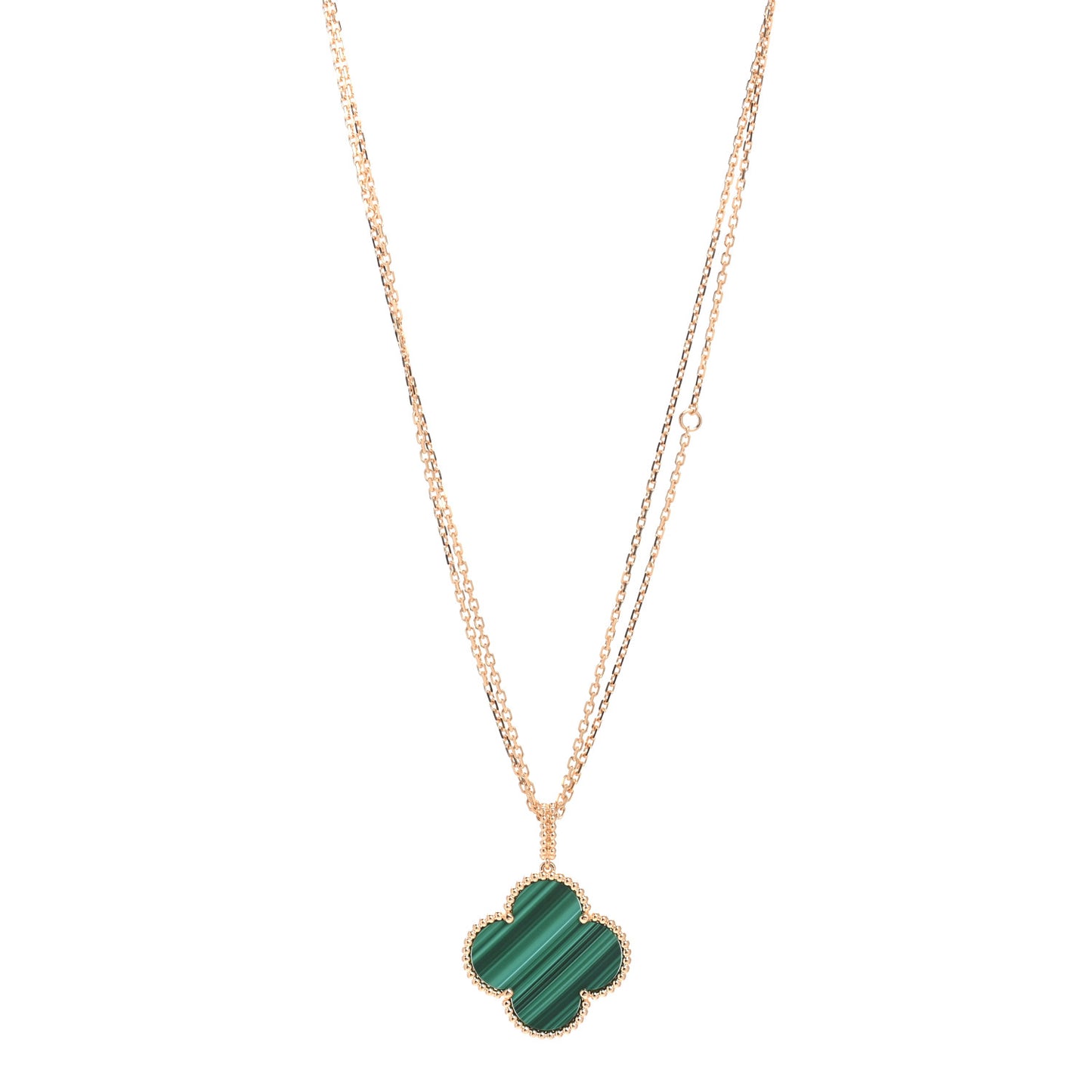 18K Yellow Gold Malachite Magic Alhambra Pendant Necklace