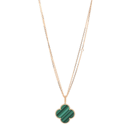 Van Cleef & Arpels 18K Yellow Gold Malachite Magic Alhambra Pendant Necklace 2 of 9