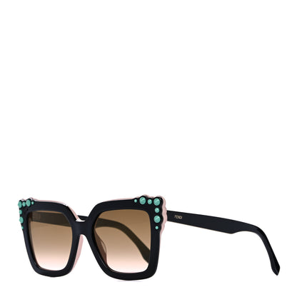 Fendi Studded Square Cat Eye Sunglasses FF 0260/S Black Pink 1 of 7