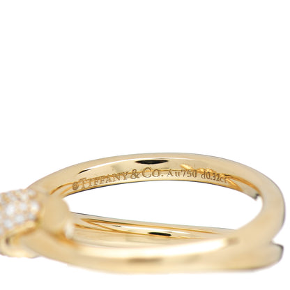 Tiffany 18K Yellow Gold Diamond Knot Double Row Ring 54 7 5 of 6