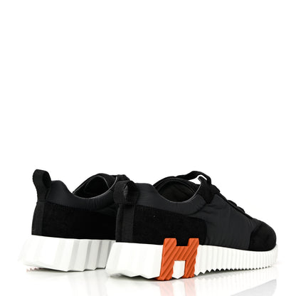 Hermes Parachute Fabric Suede Goatskin Bouncing Sneakers 38.5 Black Orange 4 of 8
