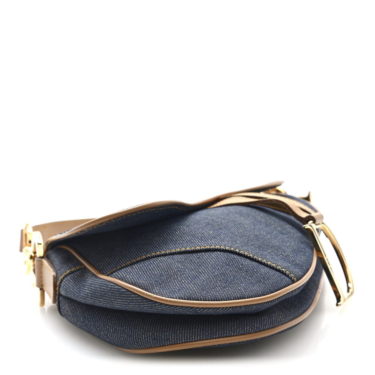 Denim Calfskin Saddle Bag Blue