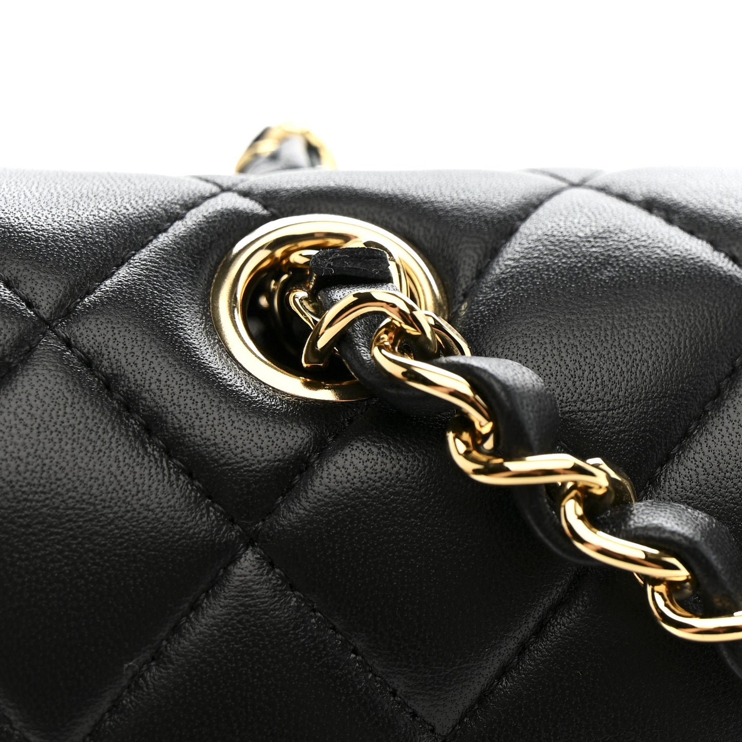 Lambskin Quilted Medium Double Flap Black
