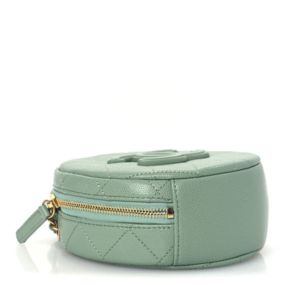 Chanel Caviar Quilted Small Round Vanity With Chain Light Green 4 of 10