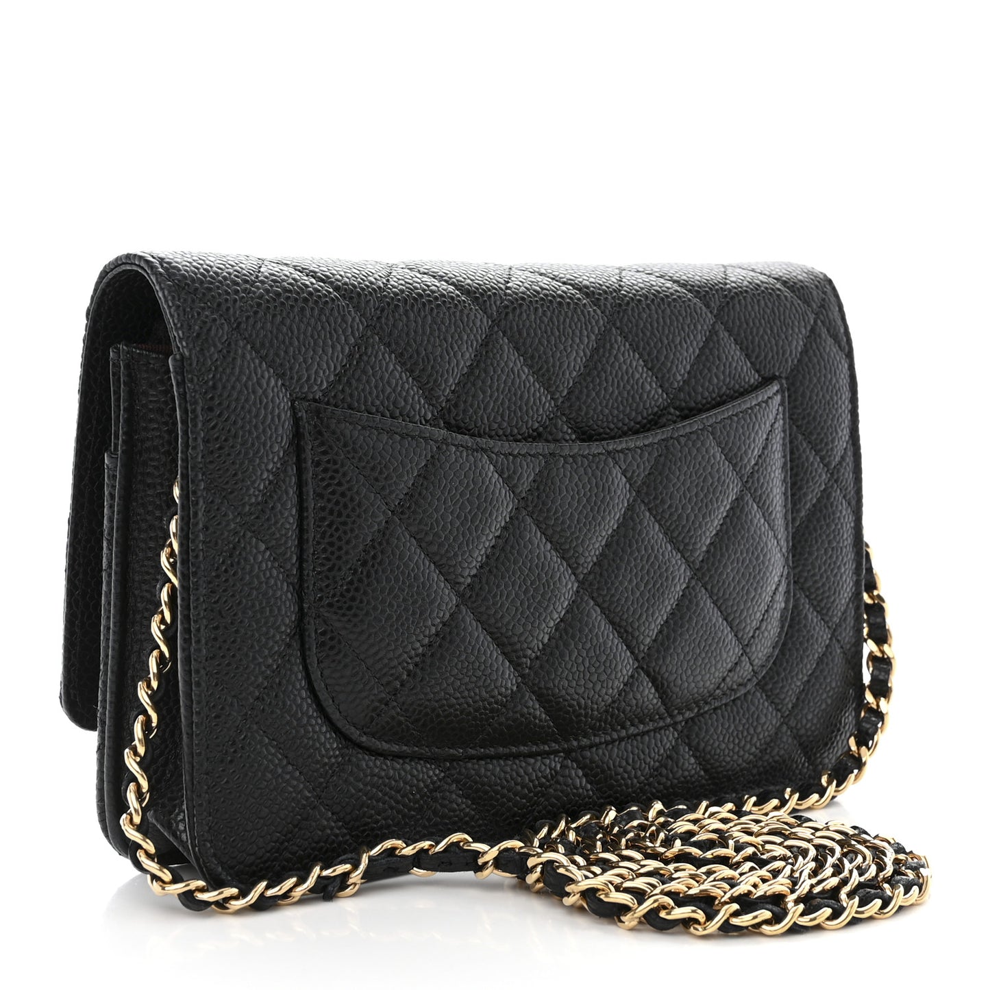 Caviar Quilted Wallet on Chain WOC Black