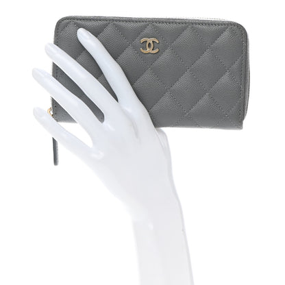 Chanel Caviar Quilted Small Gusset Zip Around Wallet Grey 2 of 8