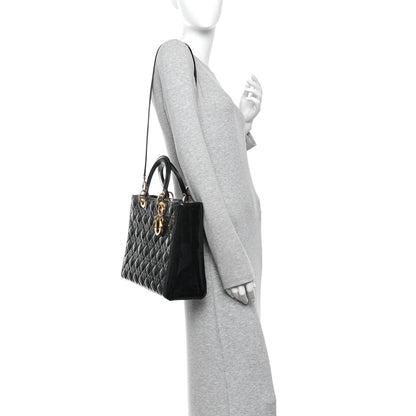 Christian Dior Patent Cannage Large Lady Dior Black 2 of 13