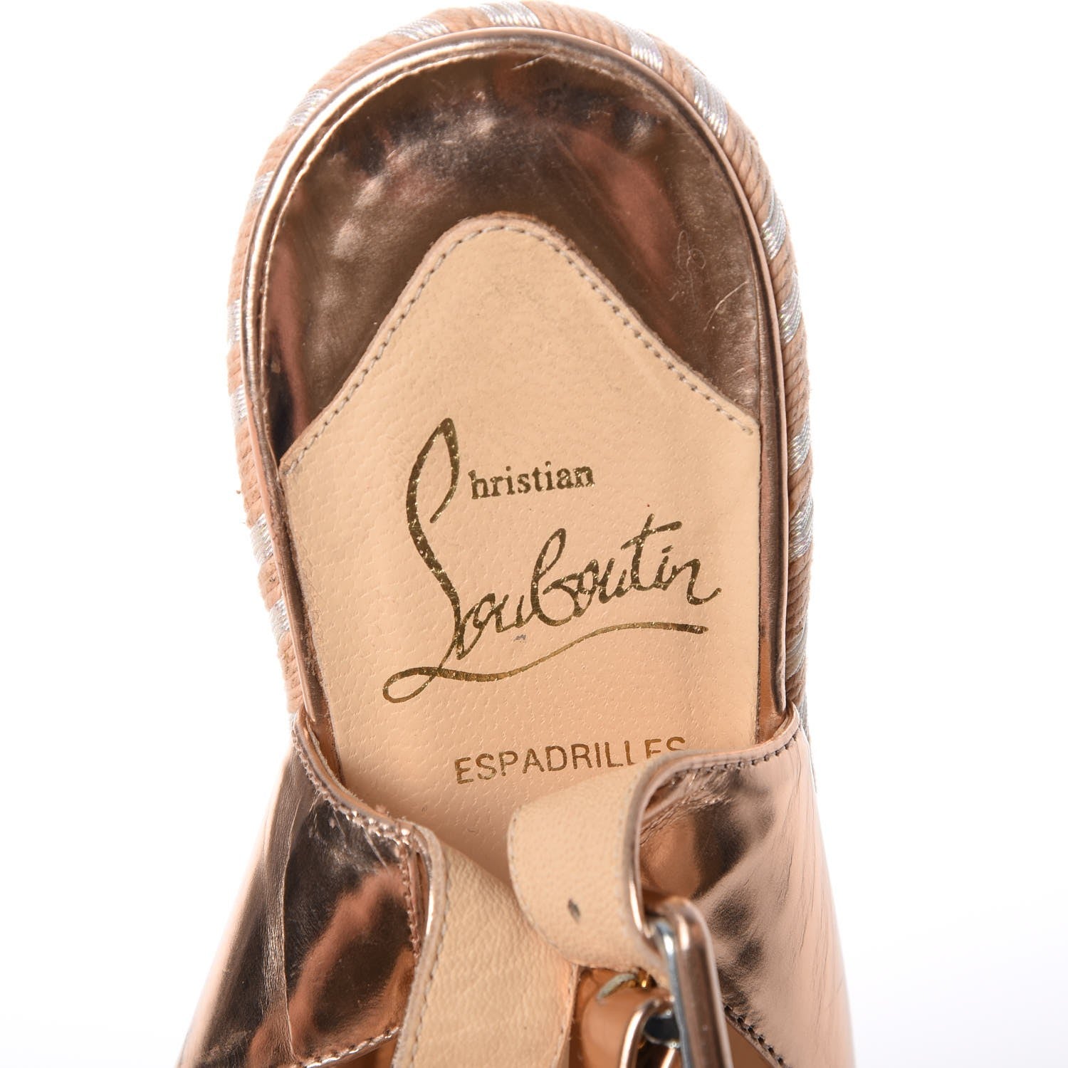 Christian Louboutin Specchio Calfskin Tresse Santa Maria 140 Wedges 37.5 Nude 8 of 20