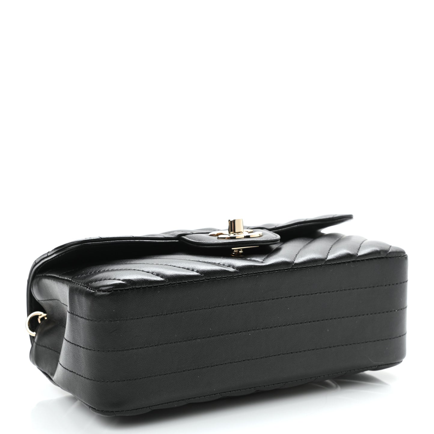 Lambskin Chevron Quilted Mini Rectangular Flap Black