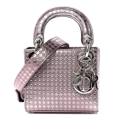 Christian Dior Metallic Patent Micro-Cannage Mini Lady Dior Hyper Pink 1 of 10