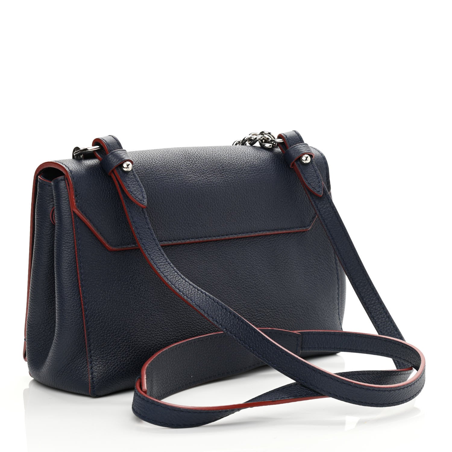 Louis Vuitton Calfskin Lockme II Chain Bag BB Marine Rouge 3 of 10