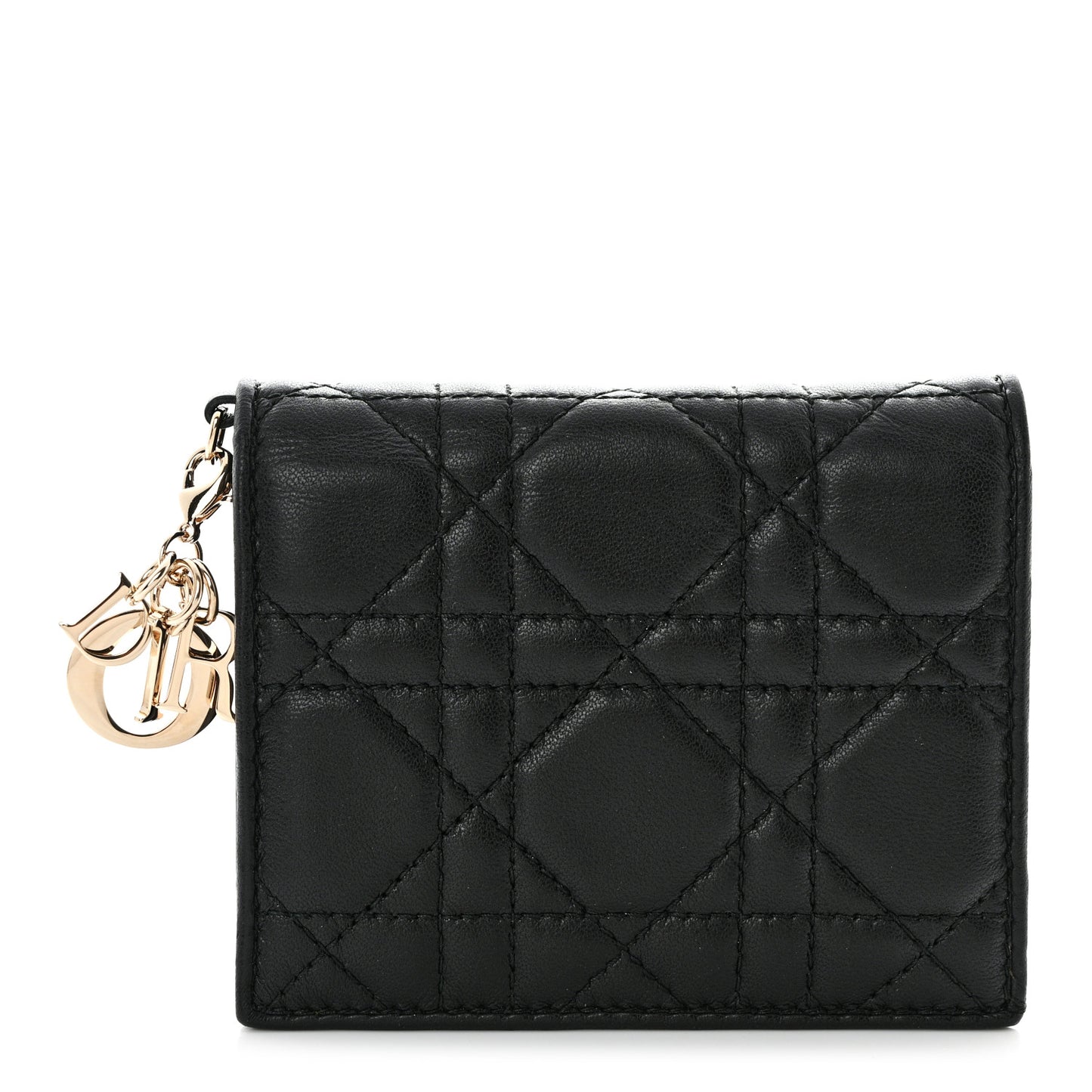 Lambskin Cannage Mini Lady Dior Wallet Black
