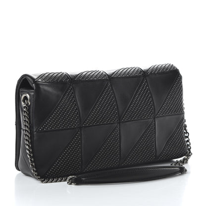 Saint Laurent Lambskin Patchwork Micro Stud Monogram Medium Jamie Baguette Black 3 of 9