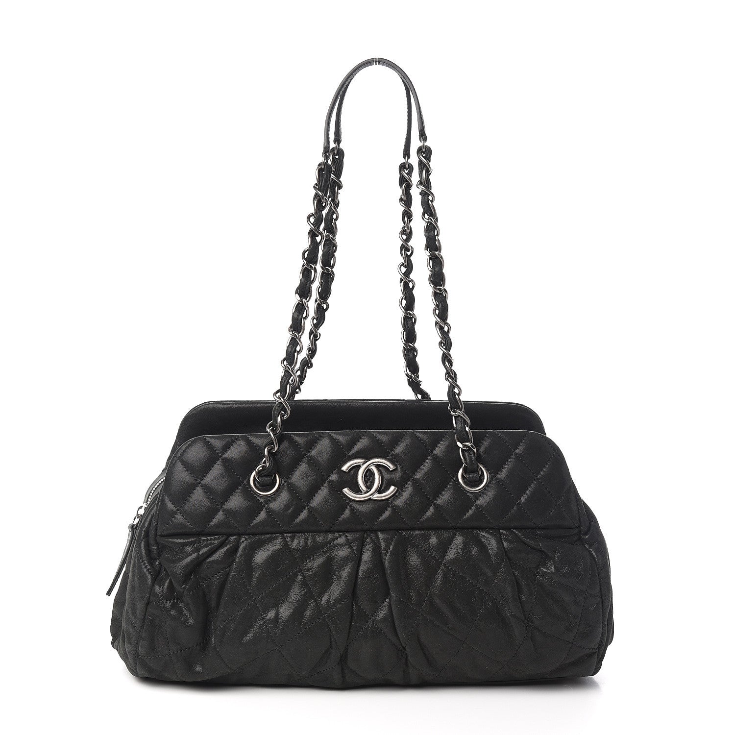Chanel Iridescent Calfskin Chic Quilt Bowling Bag Black 1 of 11