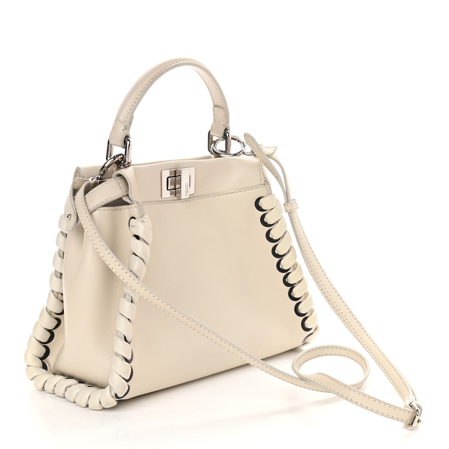 Nappa Lace Up Mini Peekaboo Iconic Satchel Bianco Carta