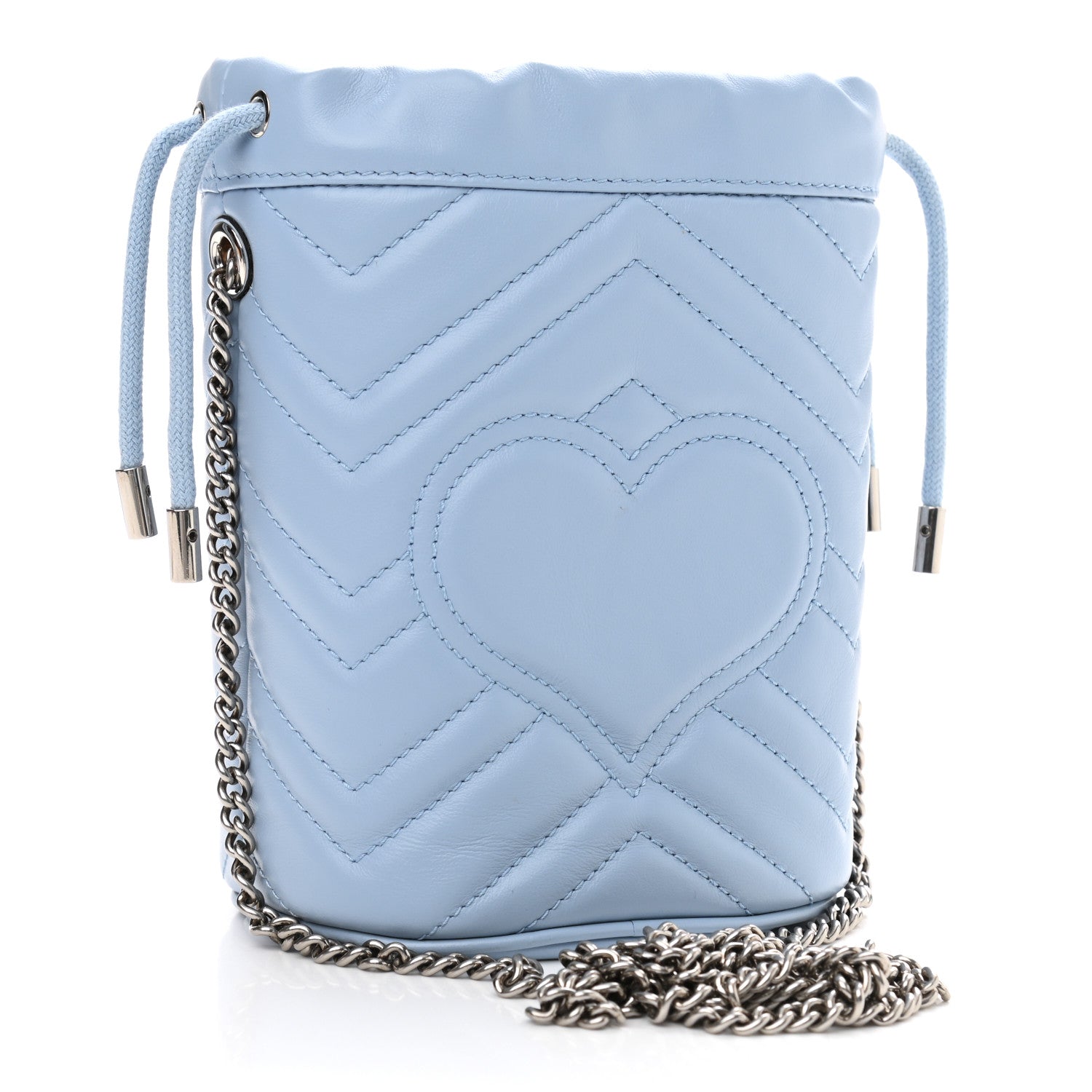 Gucci Calfskin Matelasse Mini GG Marmont 2.0 Bucket Bag Porcelain Light Blue 2 of 9