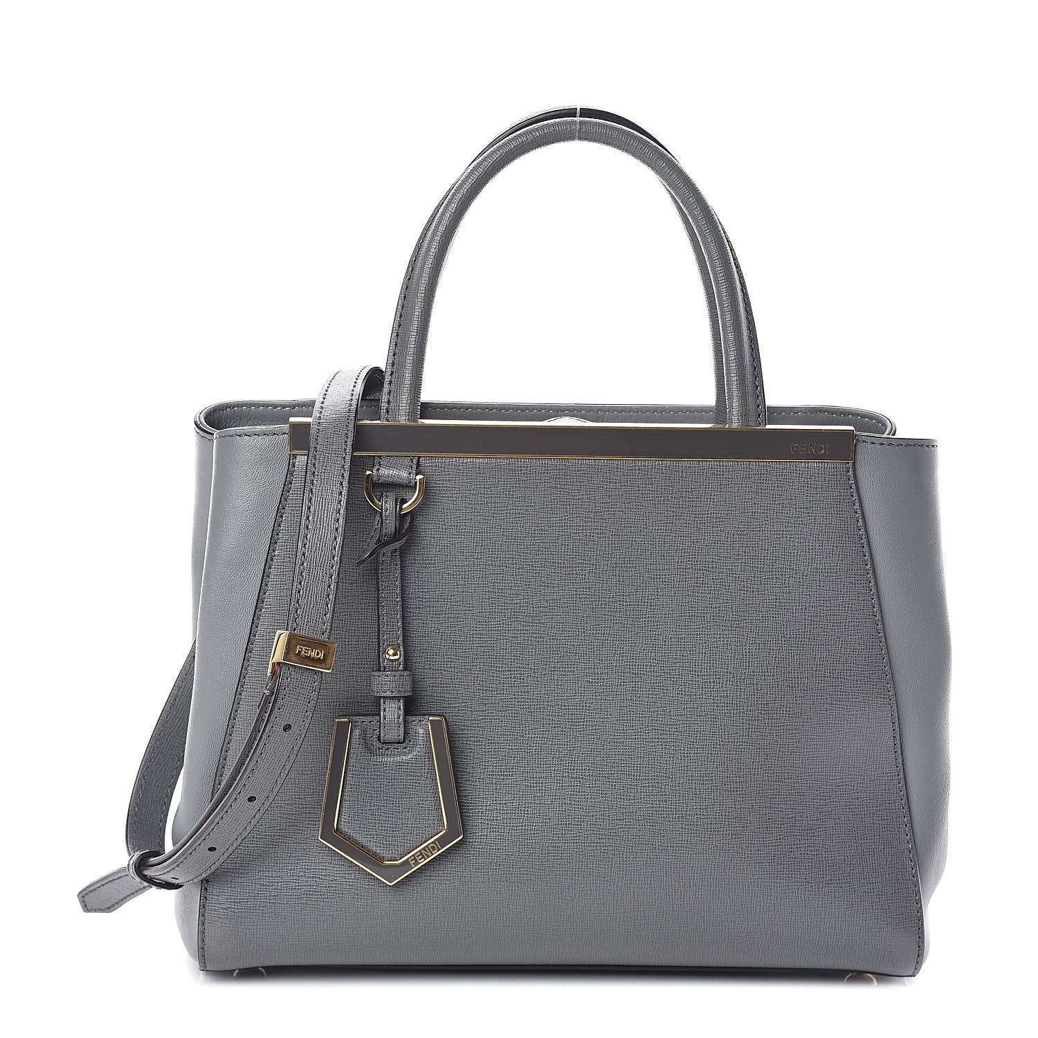 Fendi Vitello Elite Petite 2Jours Tote Grigio Grigio Chiaro 1 of 9