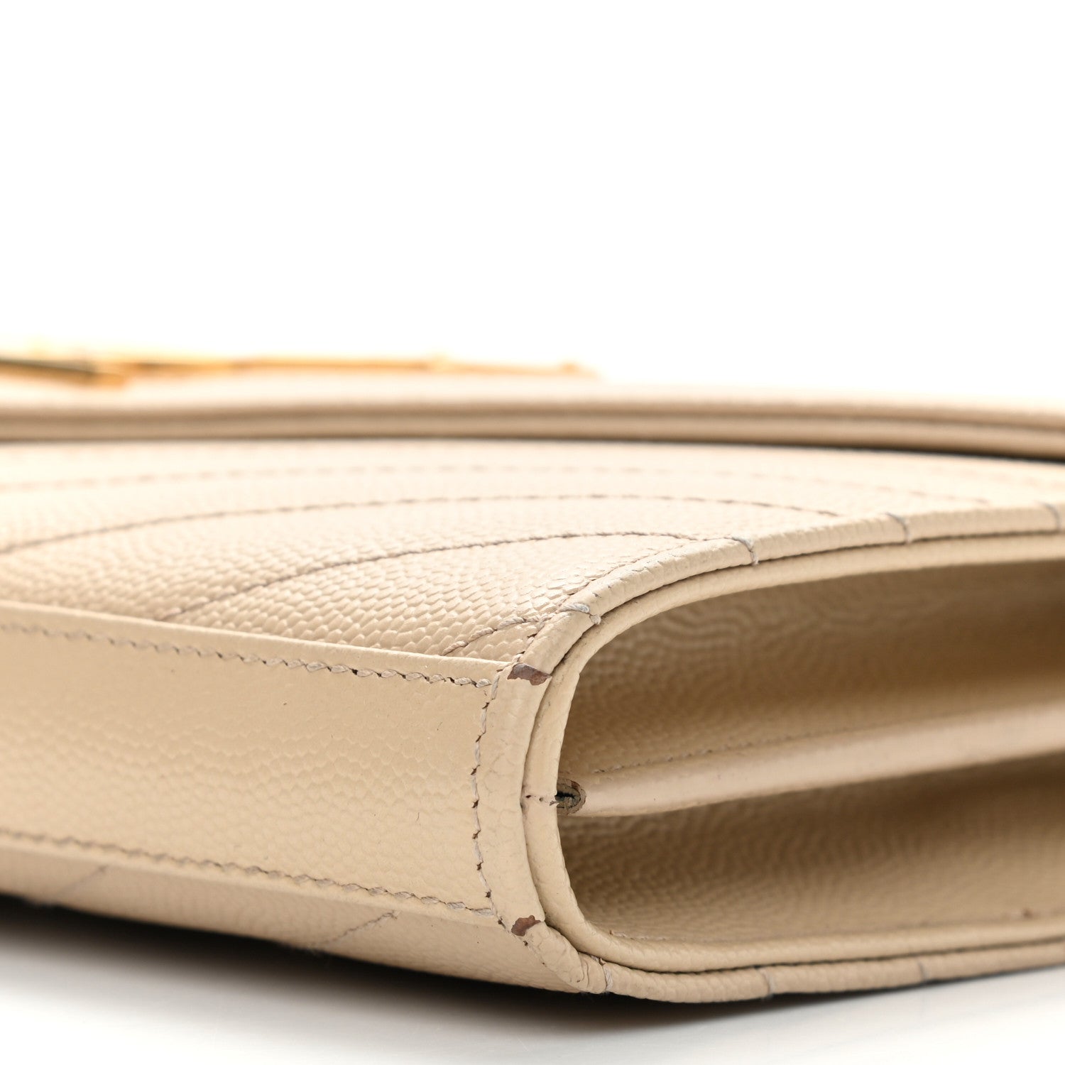 Saint Laurent Grain De Poudre Matelasse Chevron Monogram Chain Wallet Nude Powder 10 of 11