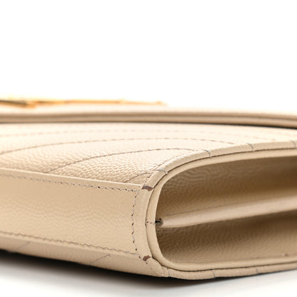 Saint Laurent Grain De Poudre Matelasse Chevron Monogram Chain Wallet Nude Powder 10 of 11