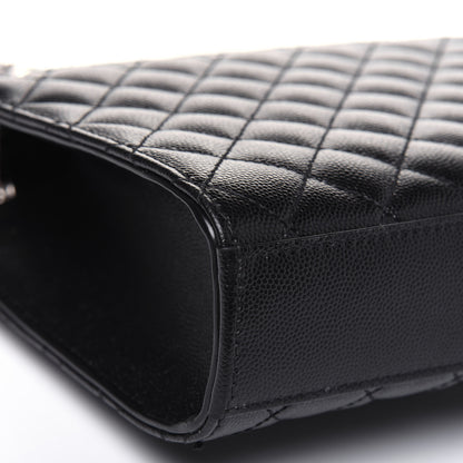 Saint Laurent Grain De Poudre Textured Mixed Matelasse Triquilt Medium Monogram Satchel Black 14 of 16