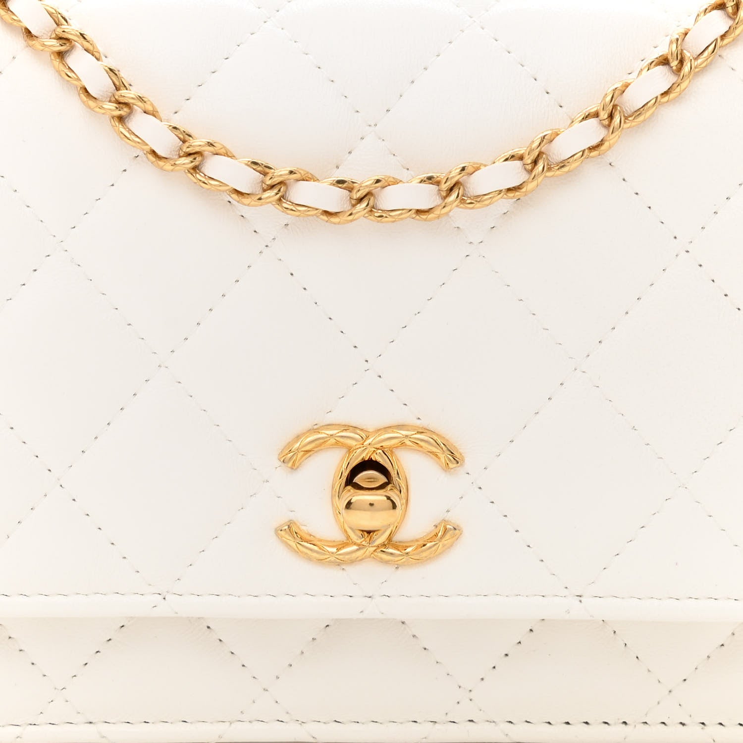Chanel Lambskin Quilted CC Wallet On Chain WOC White 8 of 11