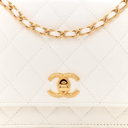 Chanel Lambskin Quilted CC Wallet On Chain WOC White 8 of 11