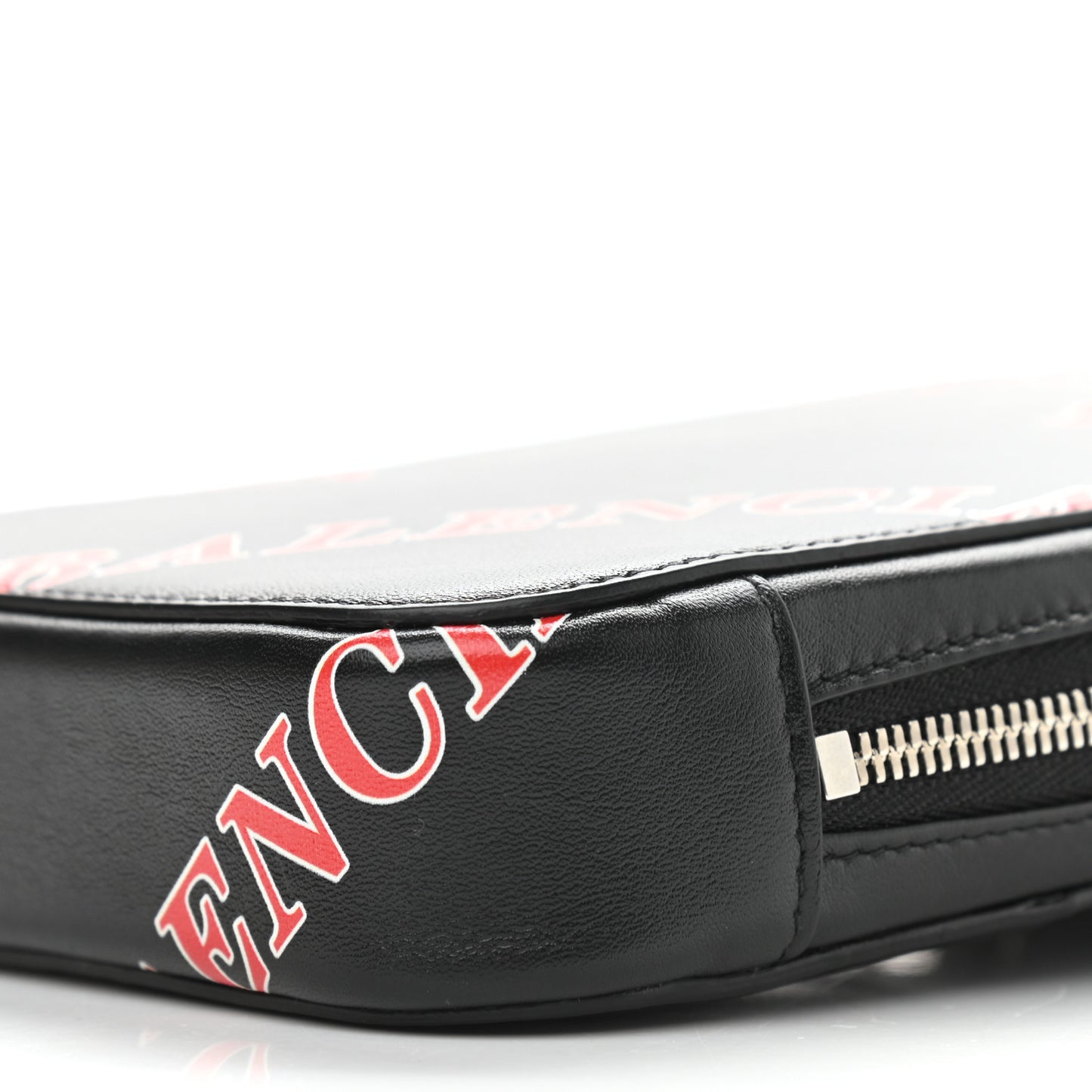 Calfskin Logo Print Cash Phone Holder Bag Black Red